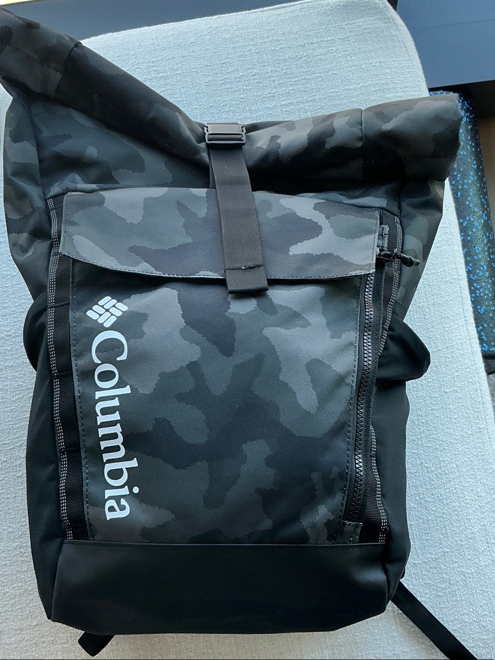 Columbia Black Gray Camo Roll-Top Backpack